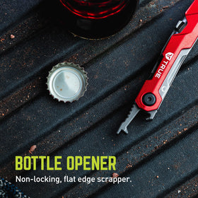 TRUE Titanium Block Multitool bottle opener for quick refreshment during tasks.