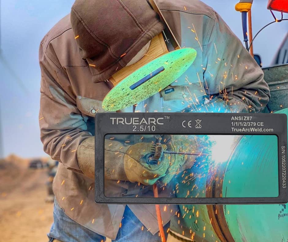 TrueArc HD auto-darkening lens front view shows natural color for clearer puddle inspection.