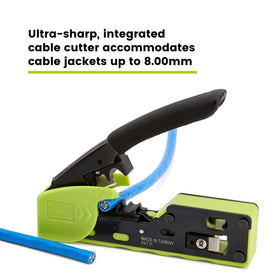 TRUE CABLE blade guard protects fingers during trimming.