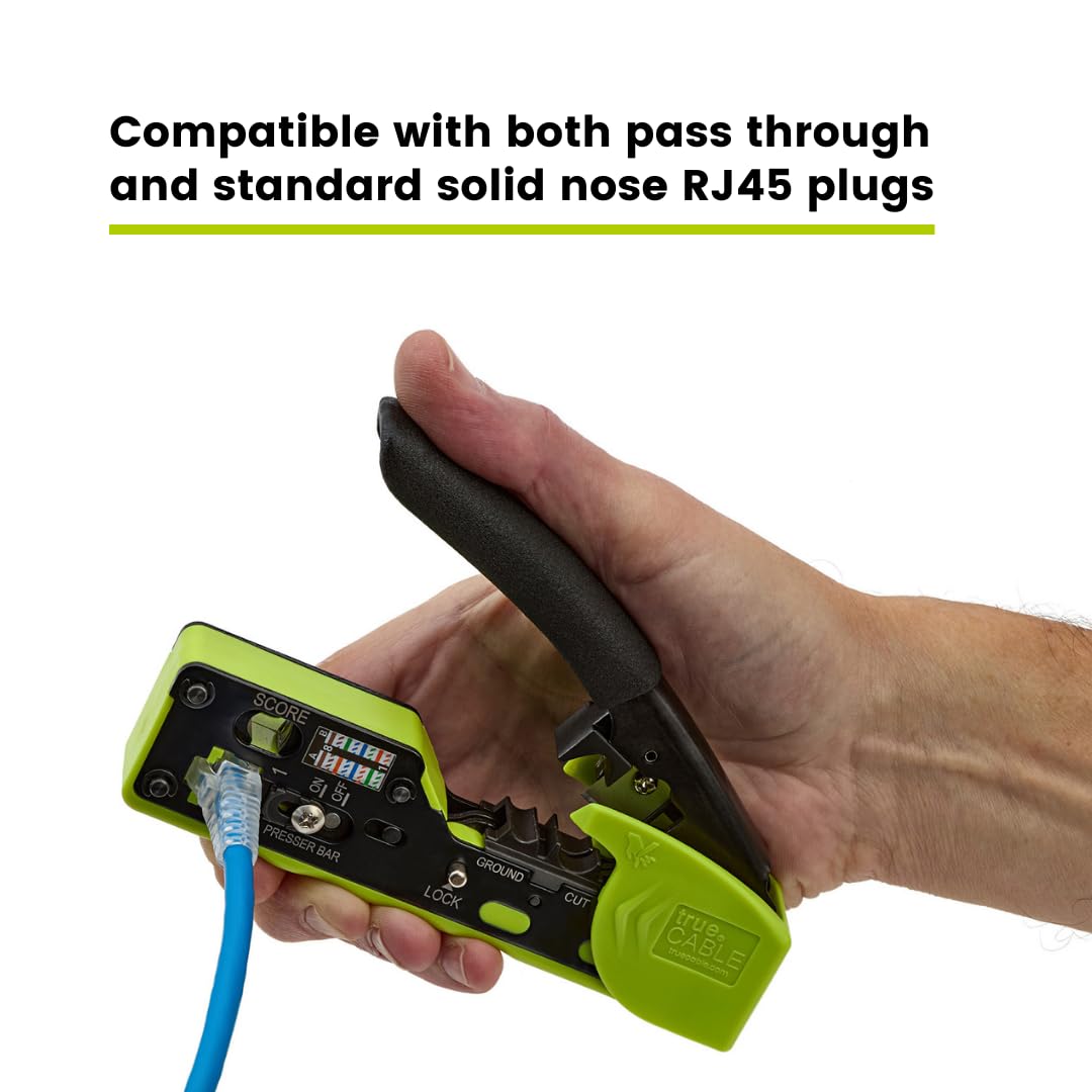TRUE CABLE ground crimp cavity designed for shielded plugs ensures secure shielding.