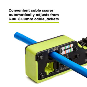 TRUE CABLE heavy-duty cutter trims conductors cleanly.
