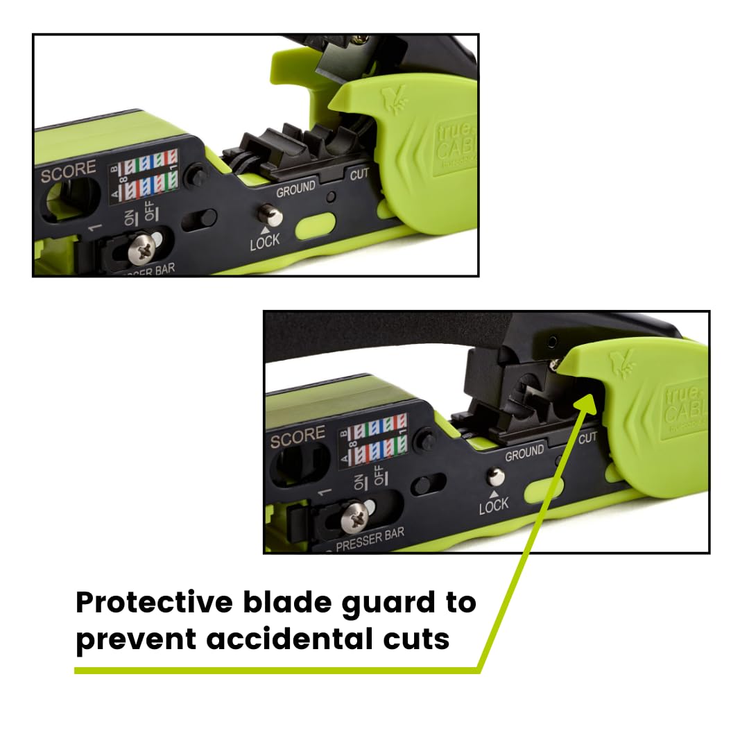 TRUE CABLE spring-loaded ergonomic grip reduces hand fatigue on long installs.