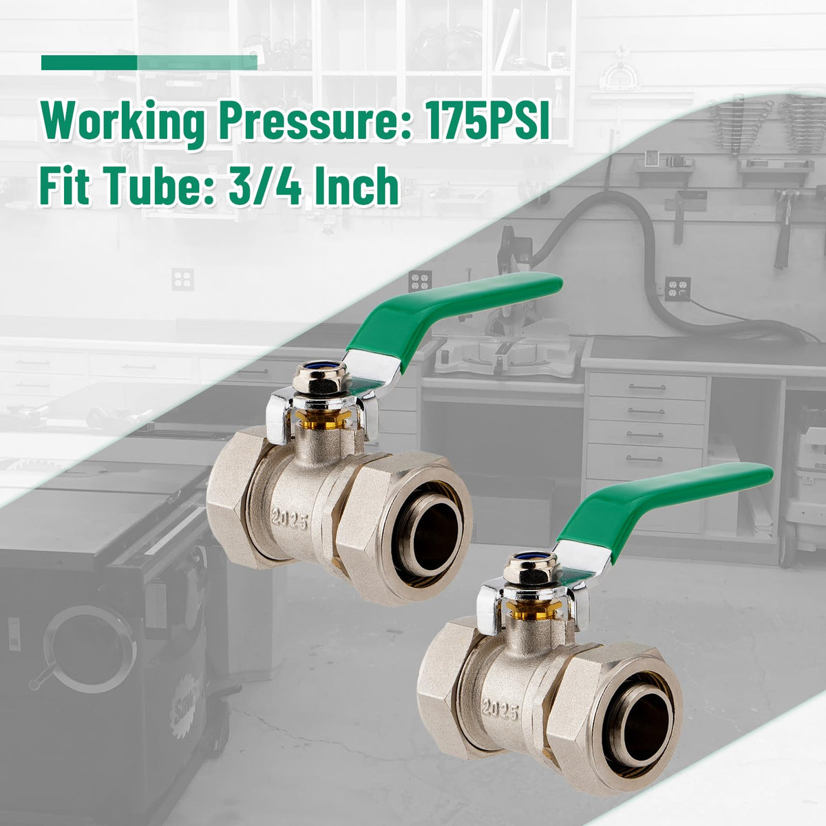 TRUCFUSION inline valve ready for quick installation in workshop air lines.