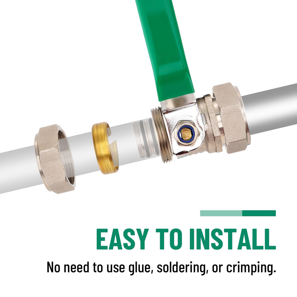 TRUCFUSION ball valve features a double O-ring seal for tight shut-off.