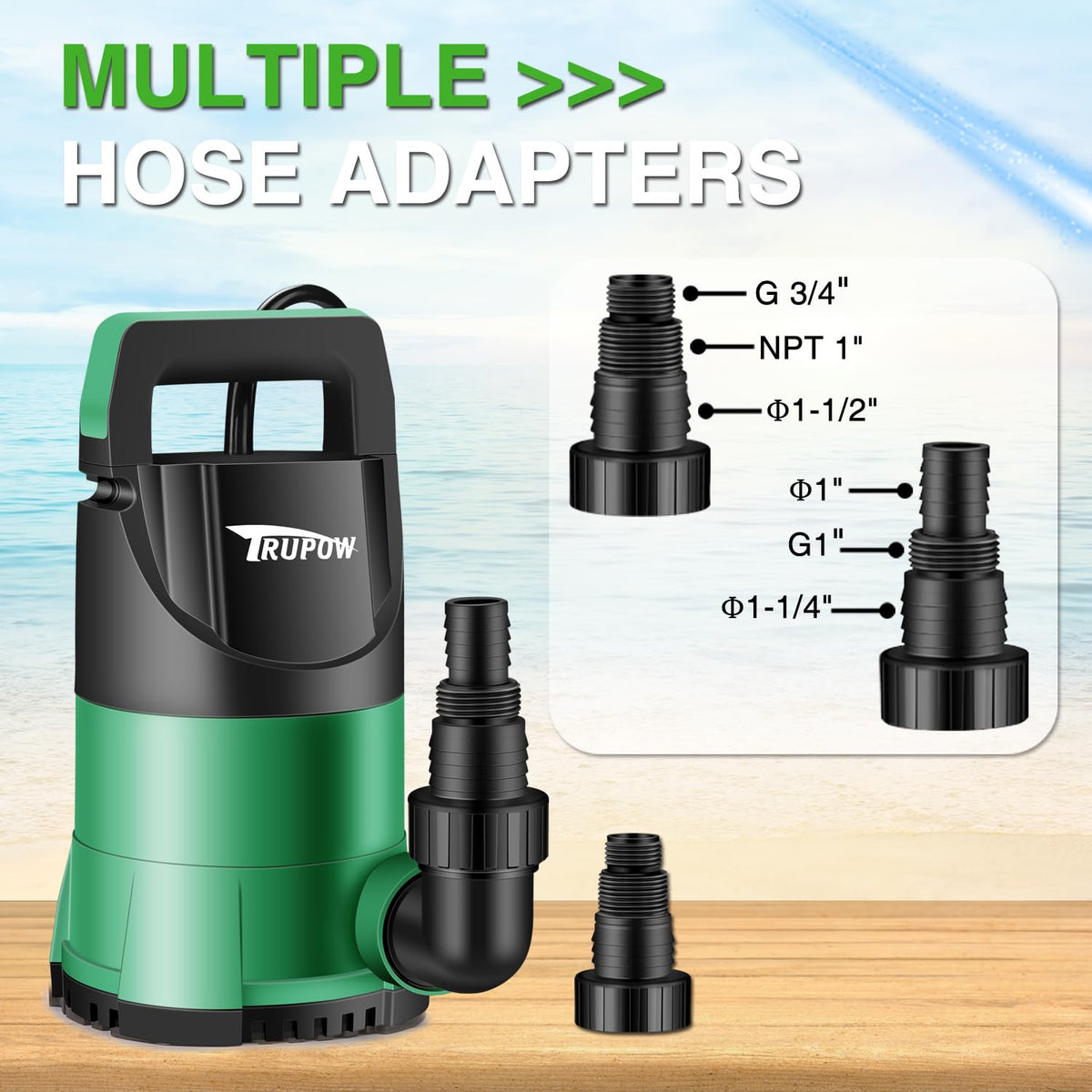 TRUPOW pump with portable handle and long cord for easy on-site use.