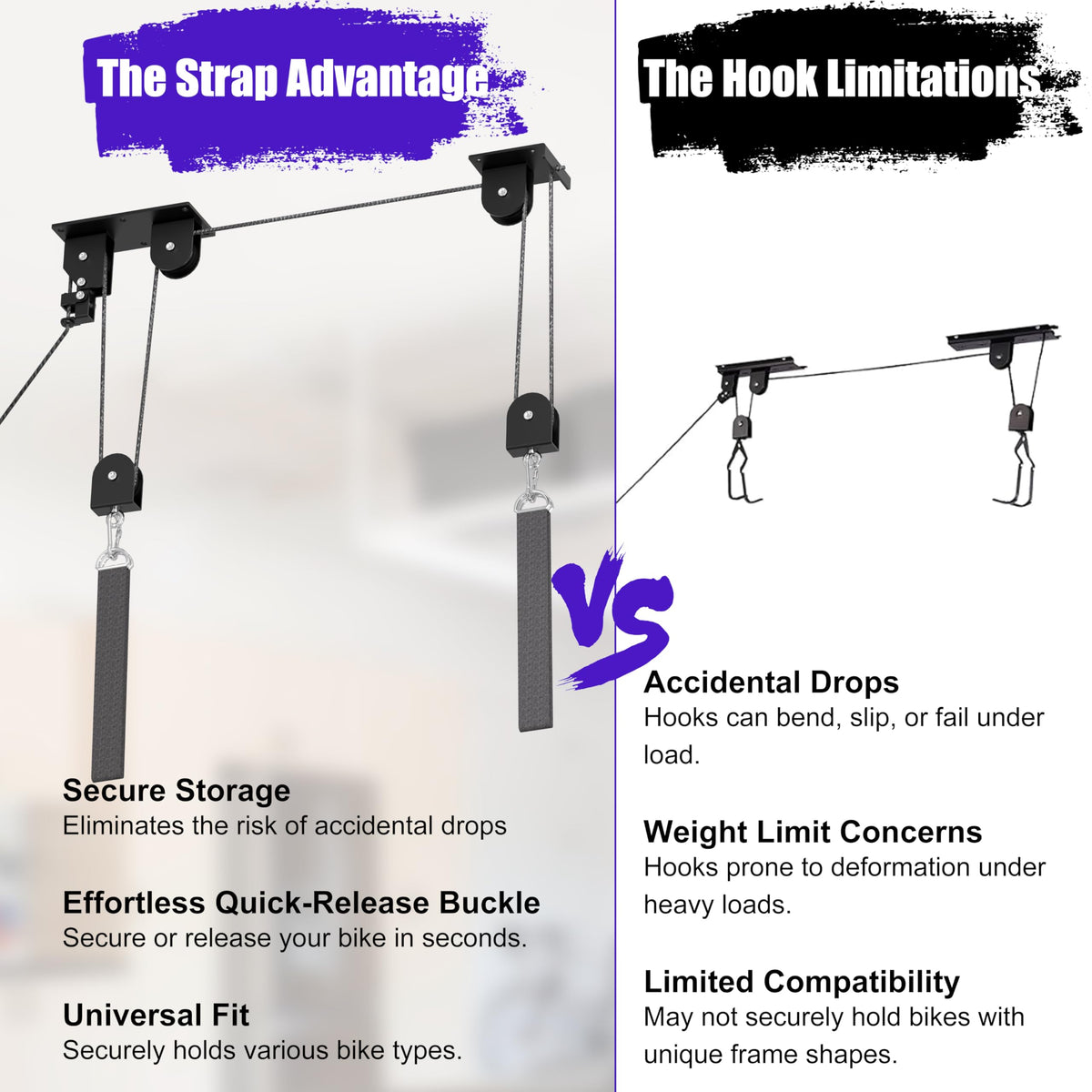 TRUSOON bike hoist fits 10–16 ft ceilings