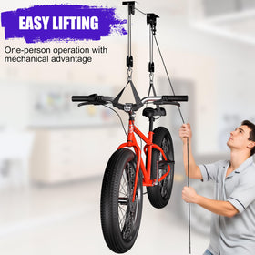 TRUSOON garage hoist stores ladders and snowboards