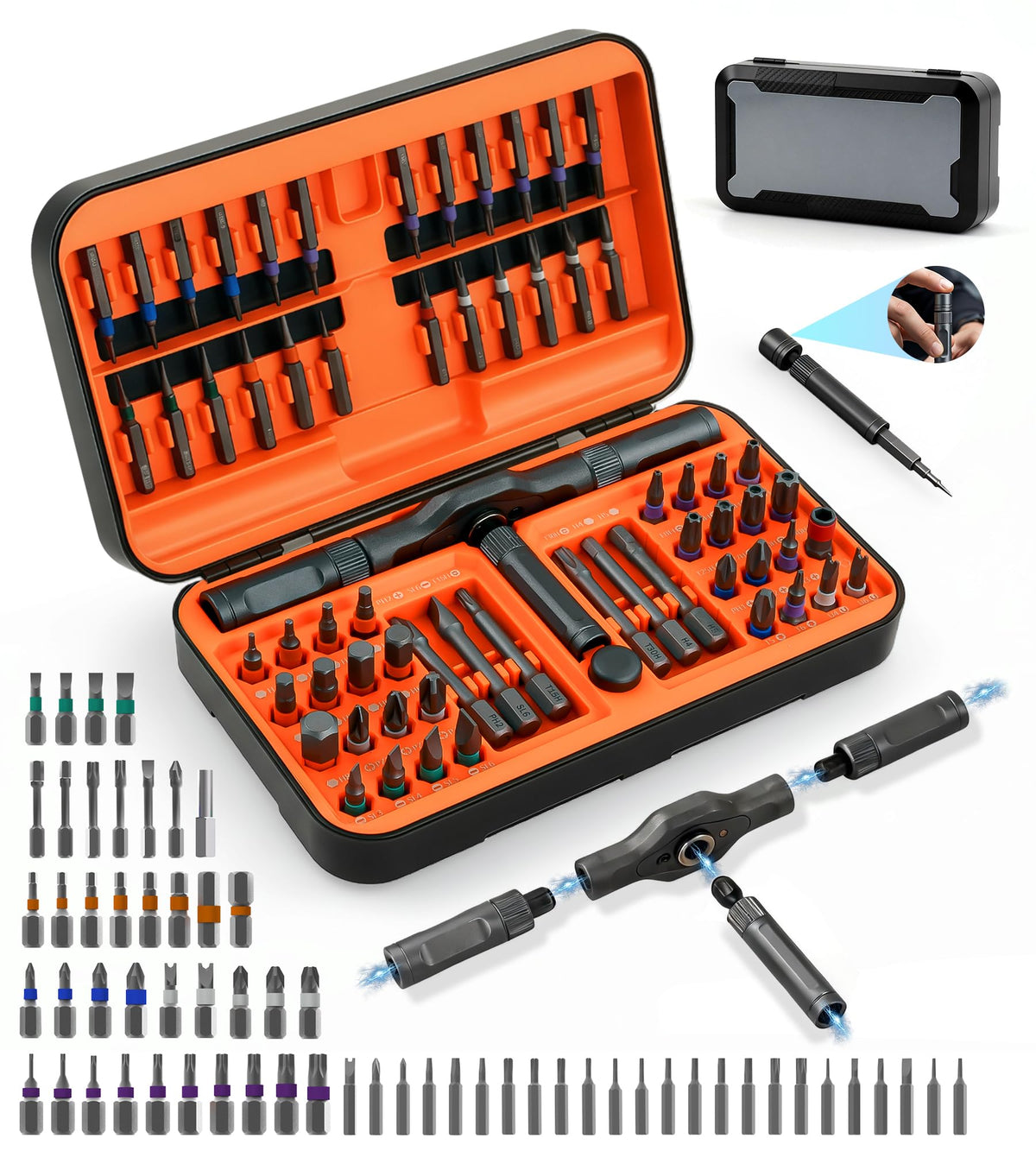 Trutob 66in1 ratchet case with organized tool storage for quick repairs.