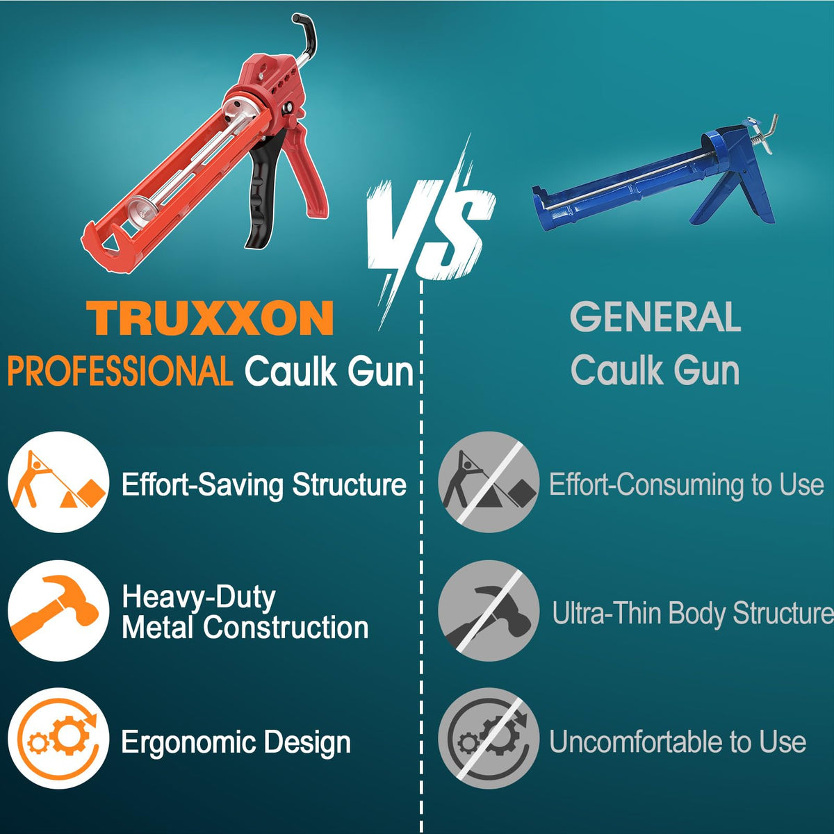 TRUXXON 18:1 thrust ratio provides smooth, controlled application.