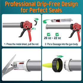 TRUXXON 20oz sausage caulk gun side view showing ergonomic, fatigue-free handling.
