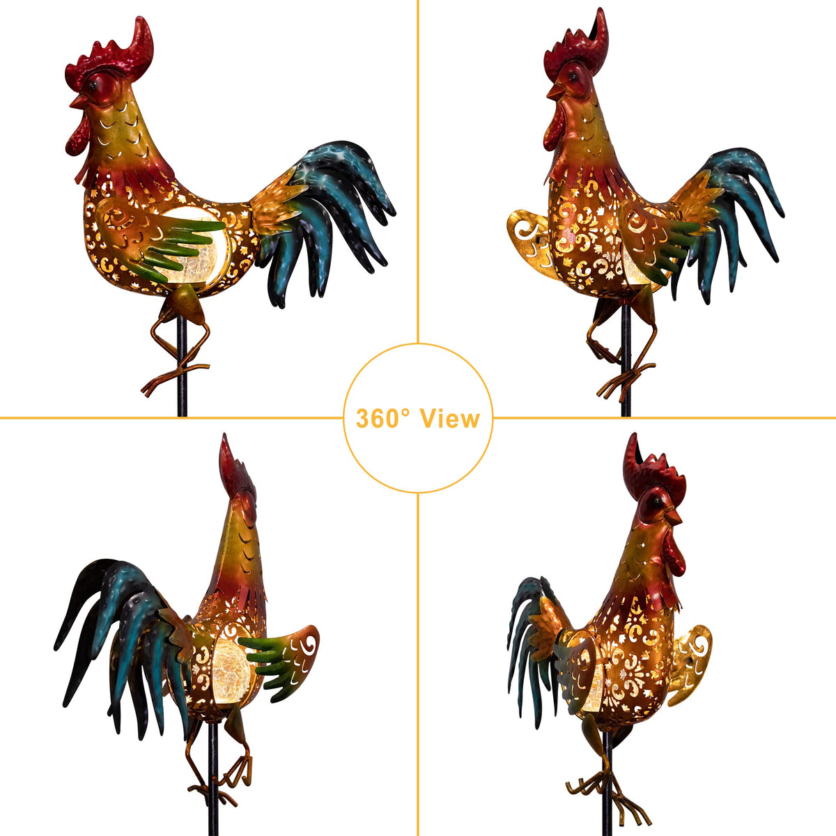Tryme rooster IP45 weatherproof decor withstands outdoor conditions.