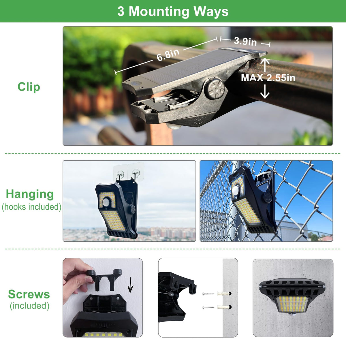 Tryme security light with clip-on mounting and motion detection for safer entryways.