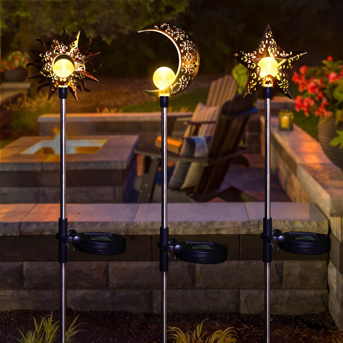 Tryme Flower bed glow solar stake lights set a serene garden mood