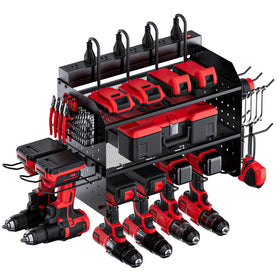 TRZZ power tool organizer wall mount with eight outlets for convenient charging