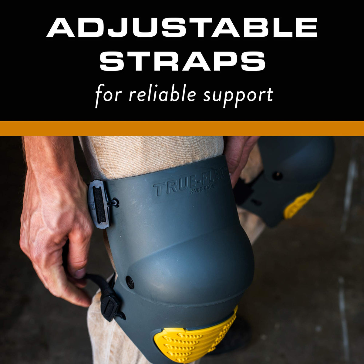 Dual-density foam cushions kneecaps for soft support during long wear.