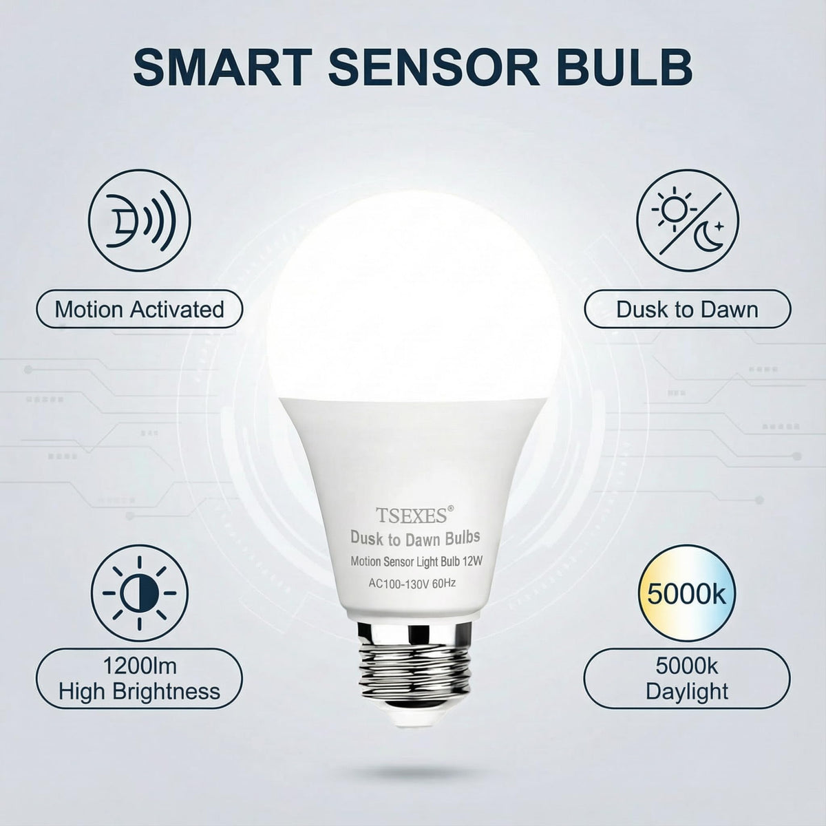TSEXES garage bulb lights entryways automatically for secure spaces.