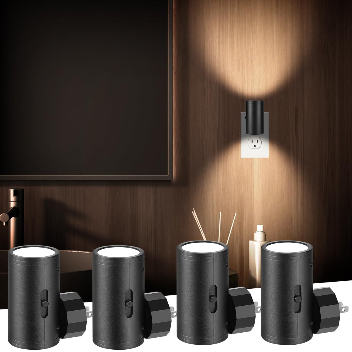 TSEXES LED night light with dusk-to-dawn sensor for energy-saving safety.