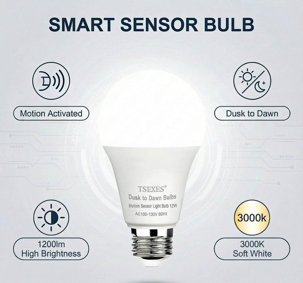 TSEXES motion sensor bulb for outdoor pathway enhances security after dusk