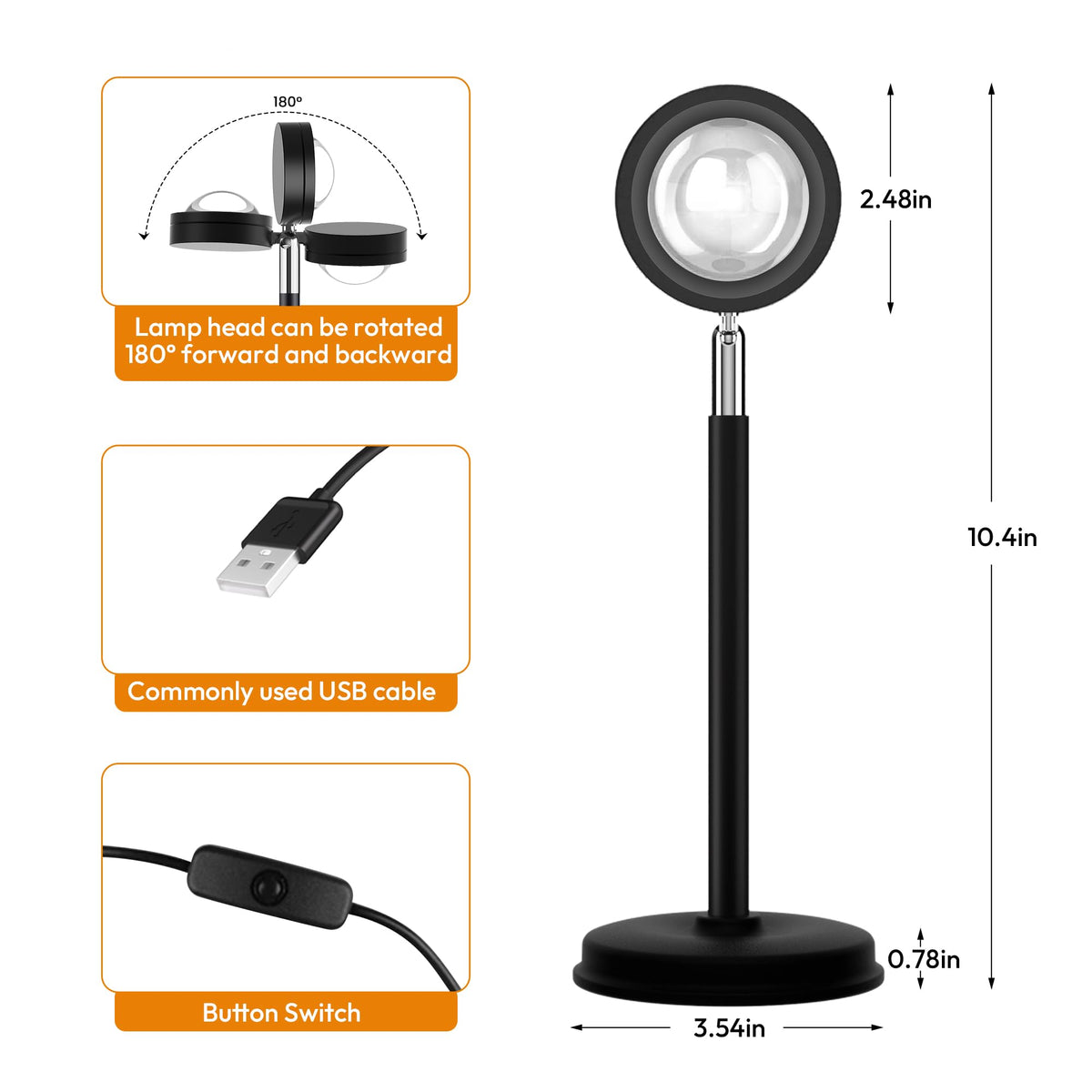 Tsrarey Sunset Lamp LED halo providing soft, glare‑free illumination