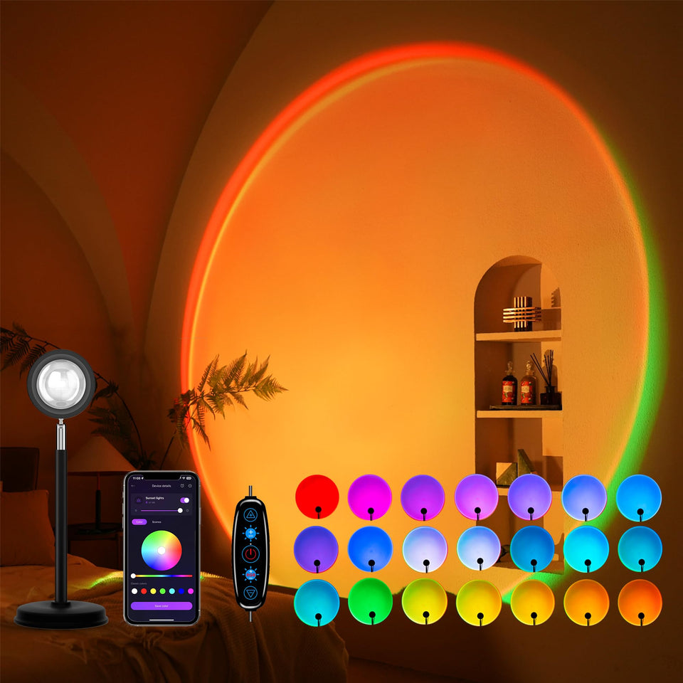 Tsrarey Sunset Lamp Projection showcases a broad sunset backdrop for photos and ambiance.