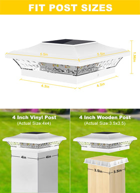 T-SUN 4x4 post-cap light on a post shows cool white brightness for modern exteriors