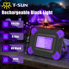 T-SUN battery-powered black light with magnetic back for flexible placement