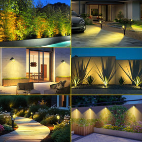 T-SUN Solar Spotlights ground installation illuminate pathways reliably after sunset.