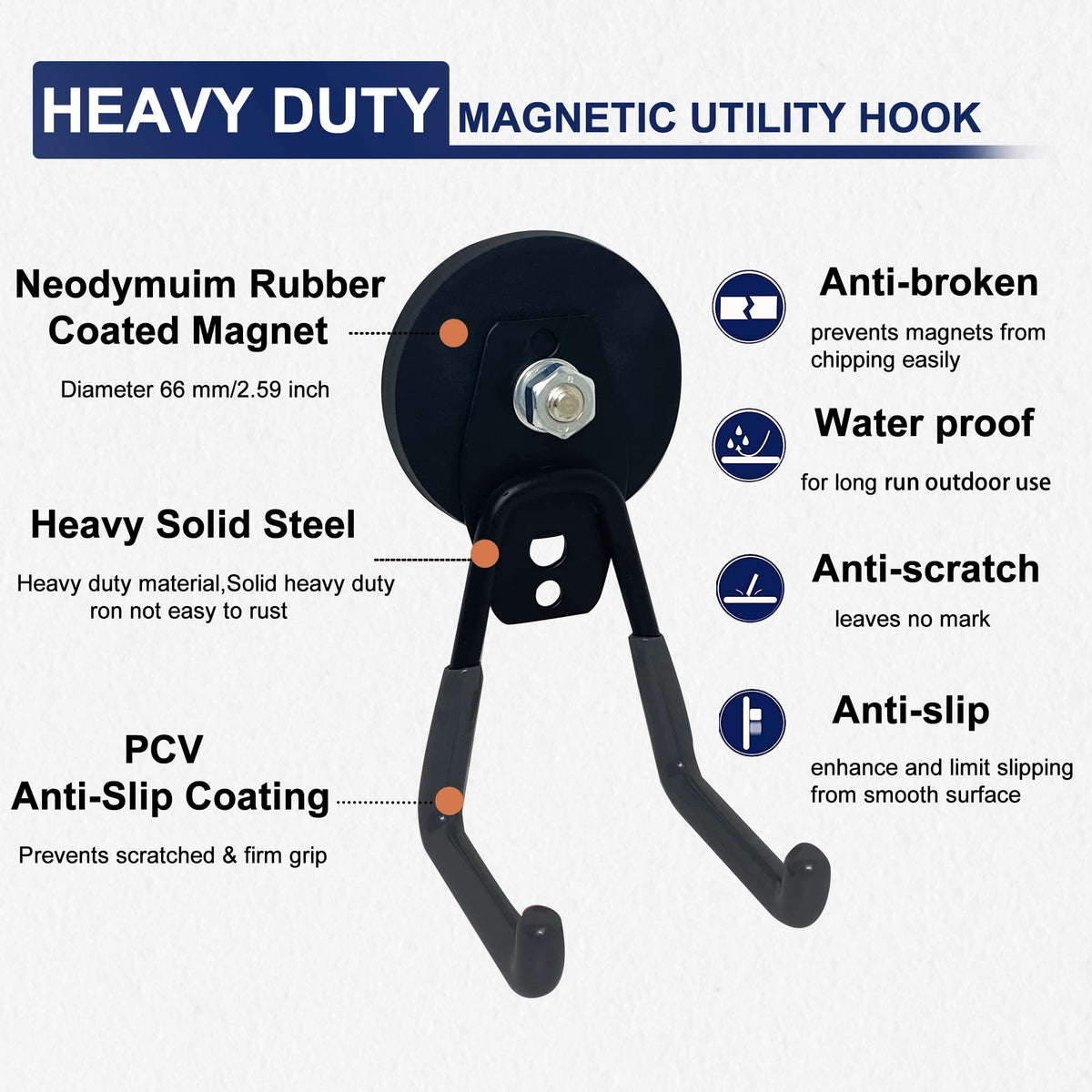 TSUYA hook provides 22 lbs load capacity to secure tools and hoses
