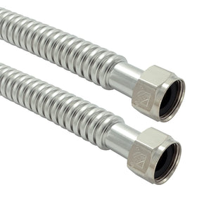 TT FLEX stainless steel corrugated water heater connector shows anti-kink flexibility for reliable plumbing.