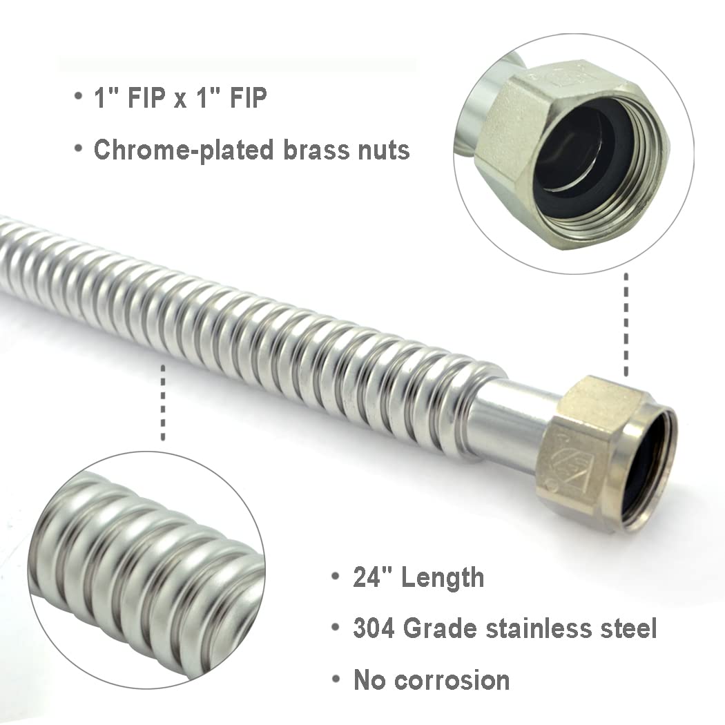 TT FLEX two-pack connectors shown together, durable stainless steel for reliable water heater connections
