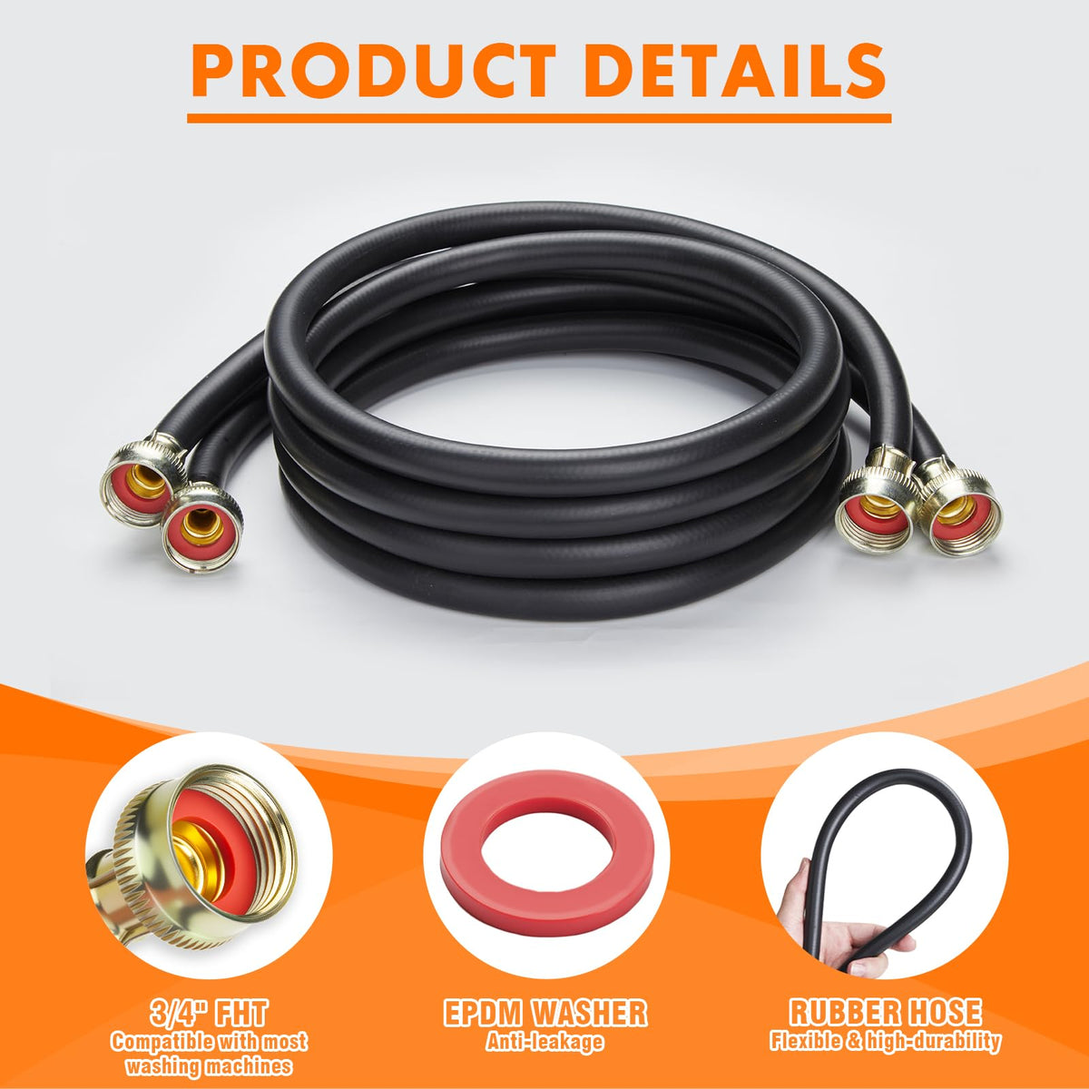 TT FLEX 3/4in FHT hose for universal washer connections