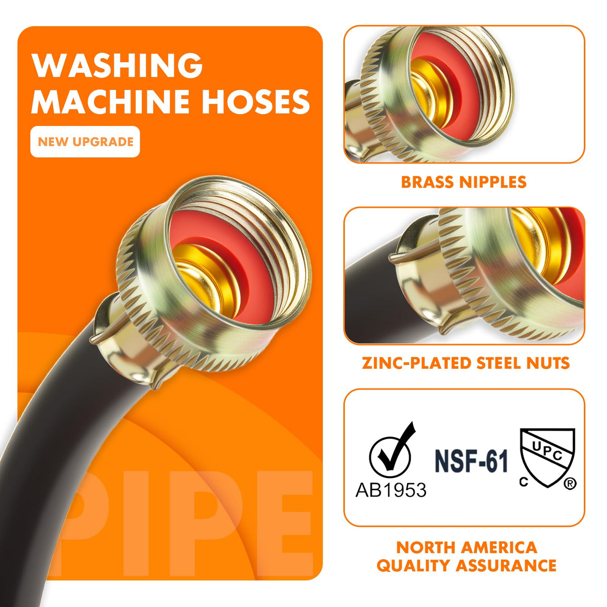 TT FLEX 6ft rubber hose with durable ferrules reduces leaks