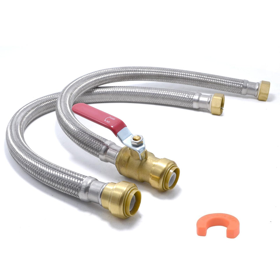 TT FLEX water heater connector with braided hose for flexible, leak-resistant installations.