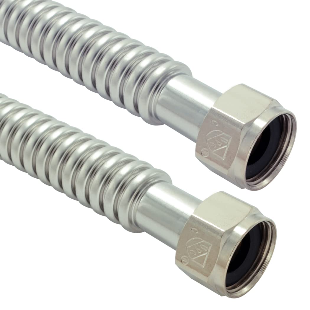 TT FLEX stainless steel corrugated water heater connector with 1 in FIP ends for leak-free hookups