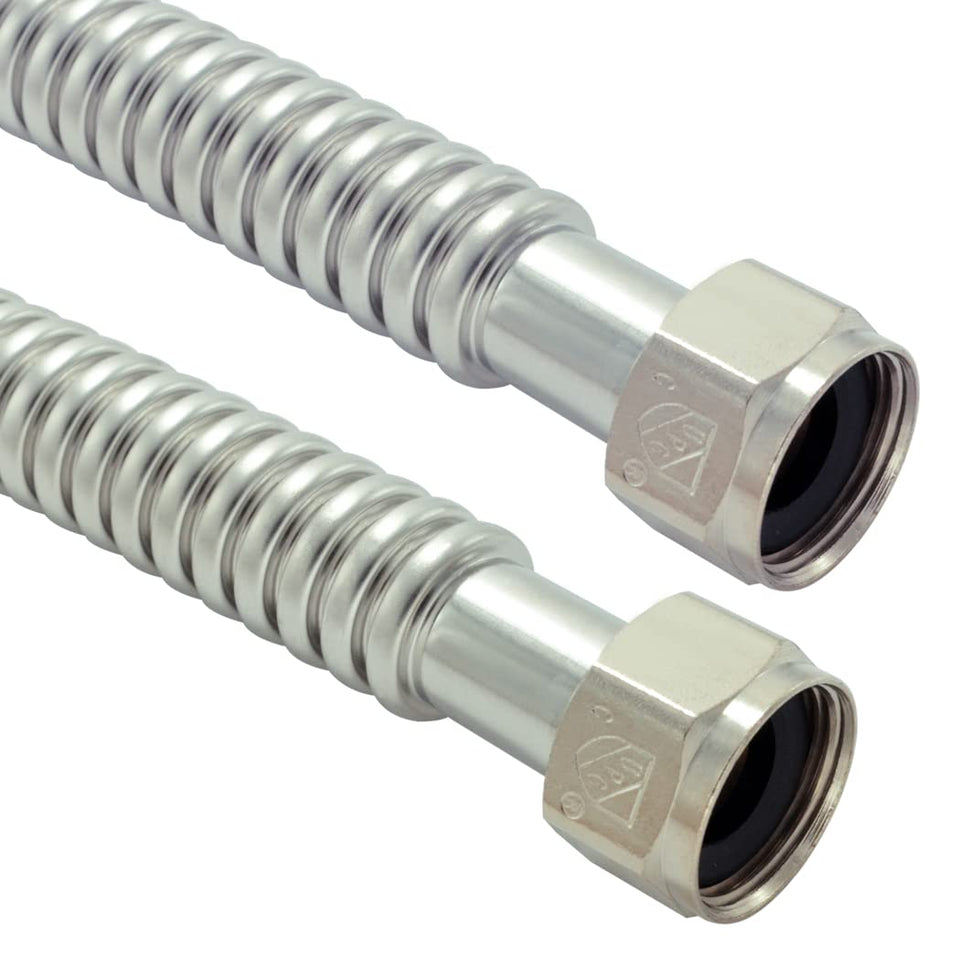 TT FLEX stainless steel corrugated water heater connector with 1 in FIP ends for leak-free hookups