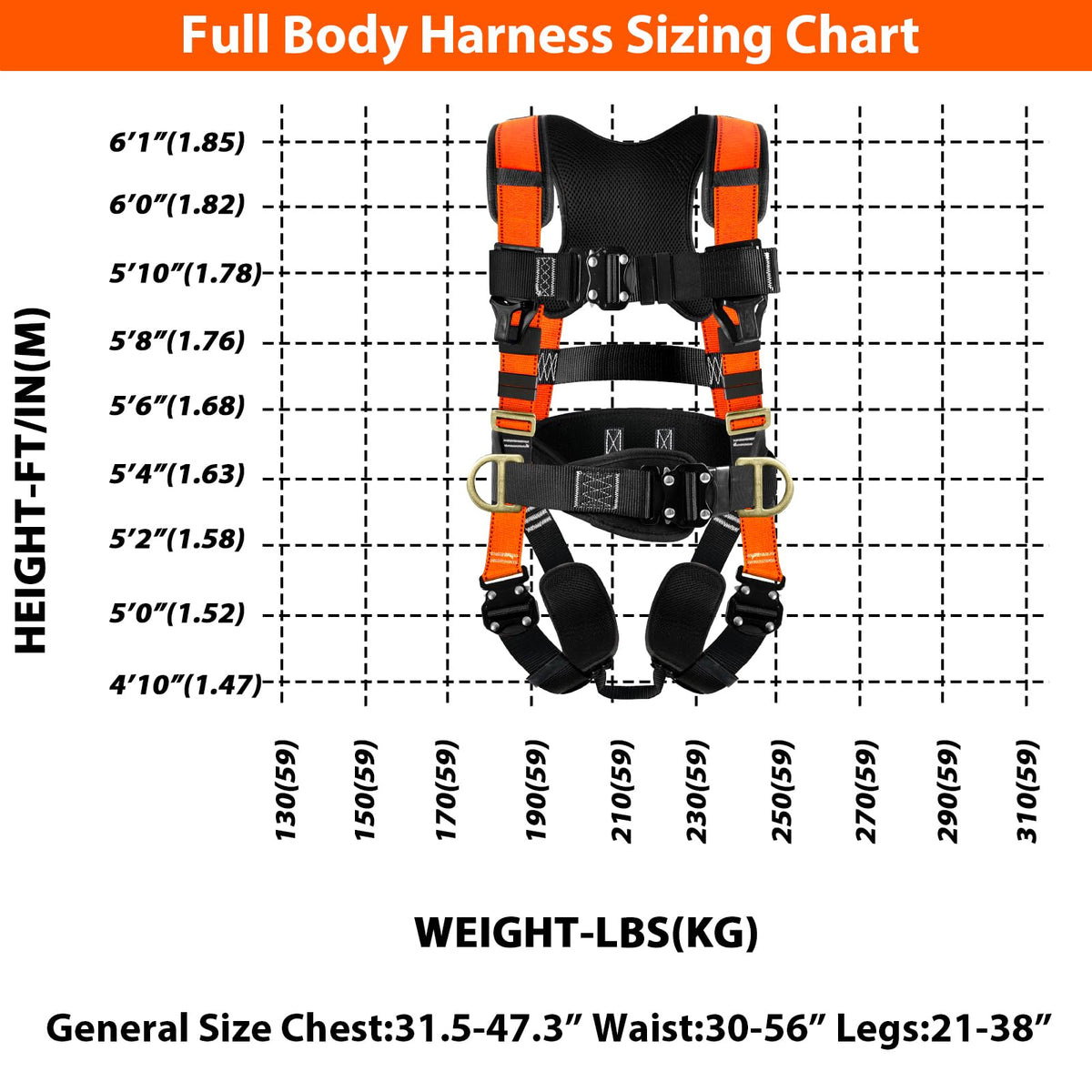 TT TRSMIMA ANSI-standard harness for diverse height-work applications
