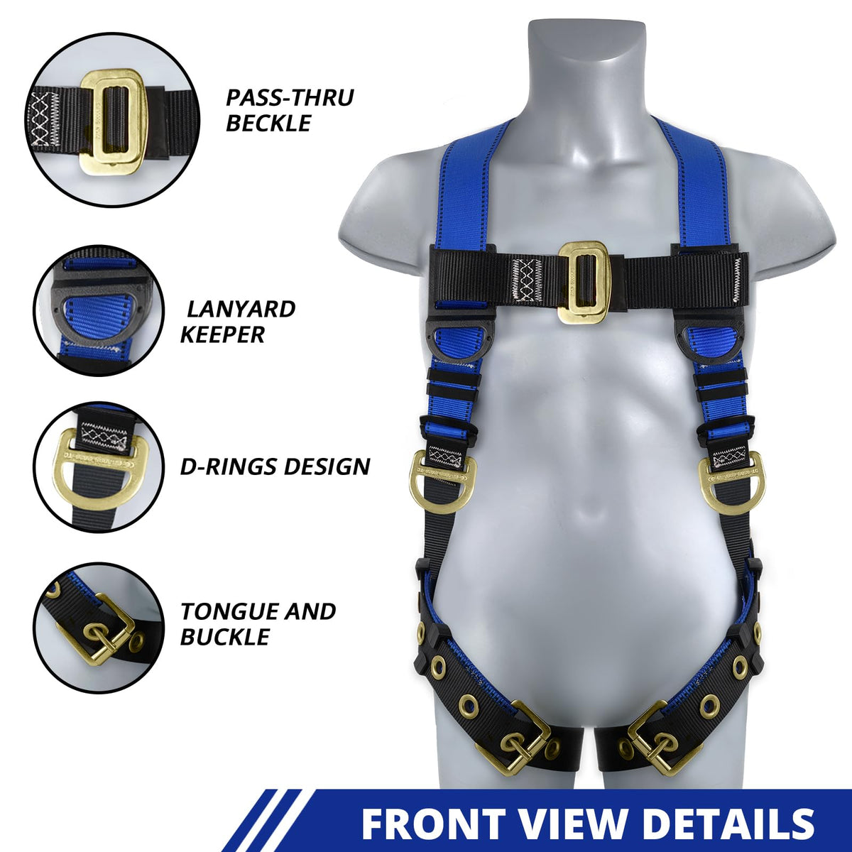 TT TRSMIMA dorsal D-ring on full-body harness for dependable fall protection.