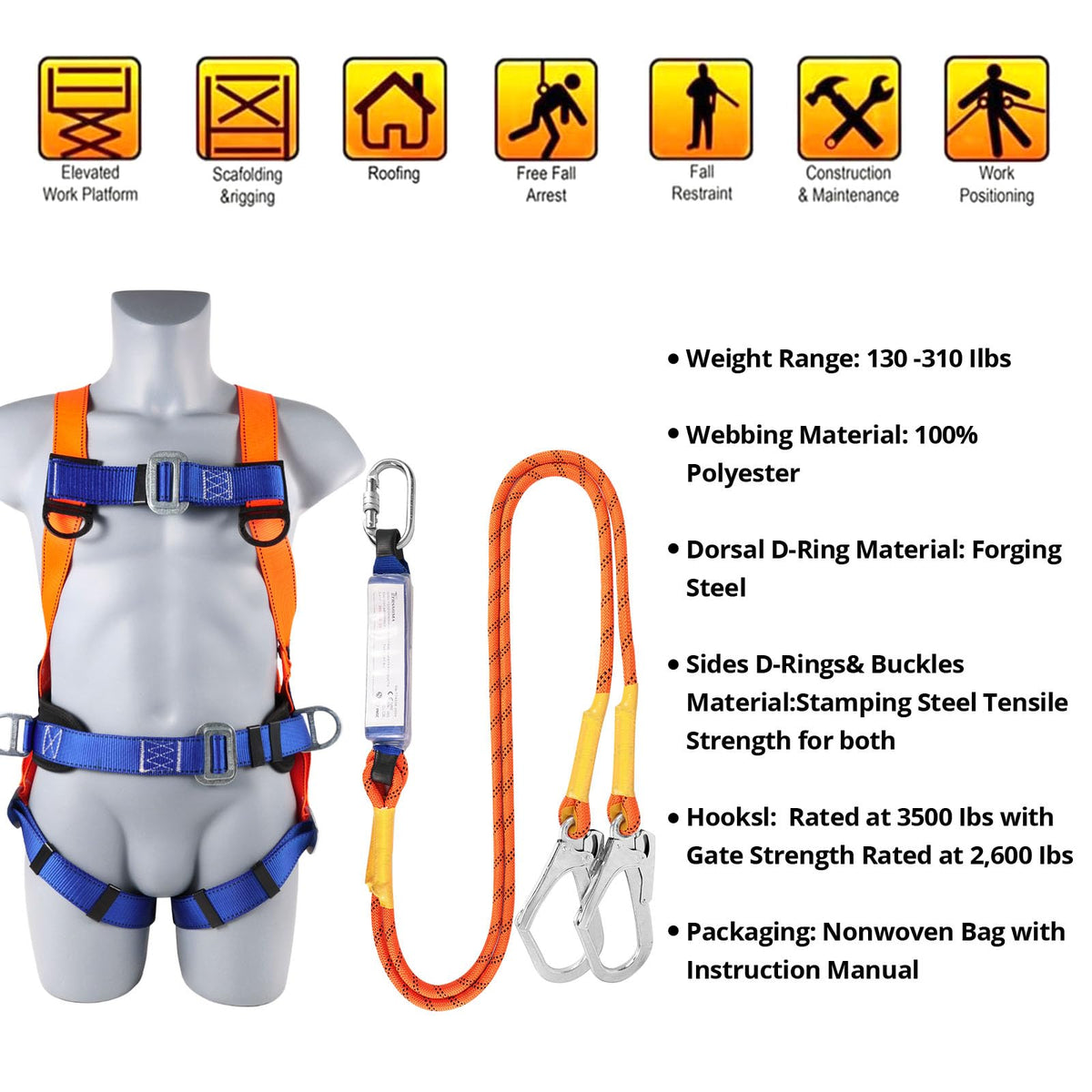 TT TRSMIMA safety harness four-point adjustment side view for secure suspension