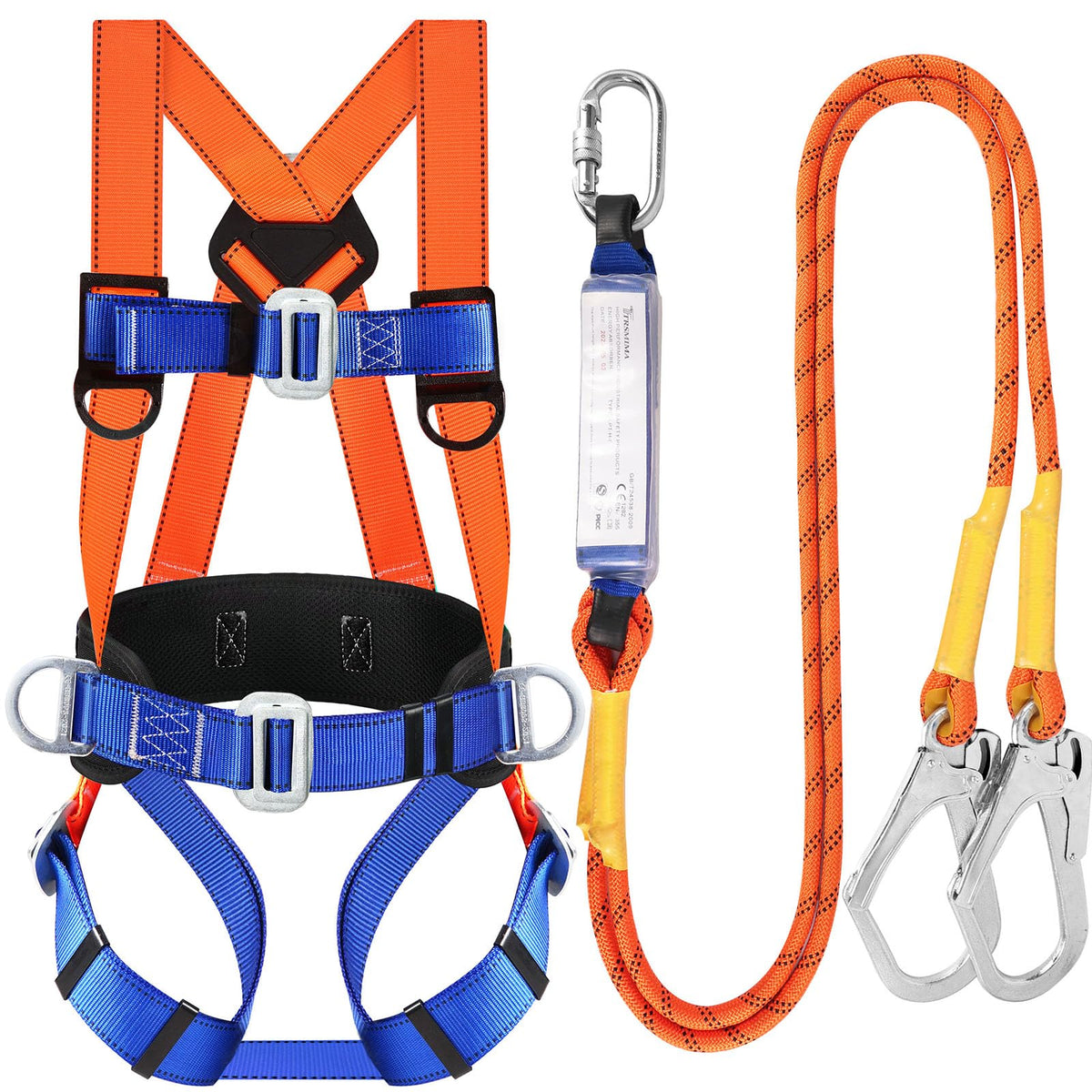TT TRSMIMA safety harness full body front view highlighting adjustable fit for construction work