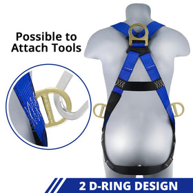 TT TRSMIMA safety harness leg straps enhance mobility during roofing tasks.