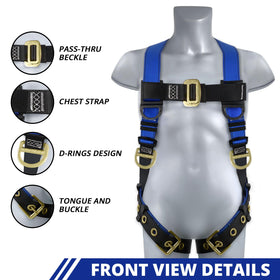TT TRSMIMA safety harness shoulder adjustment for a snug fit across body sizes.