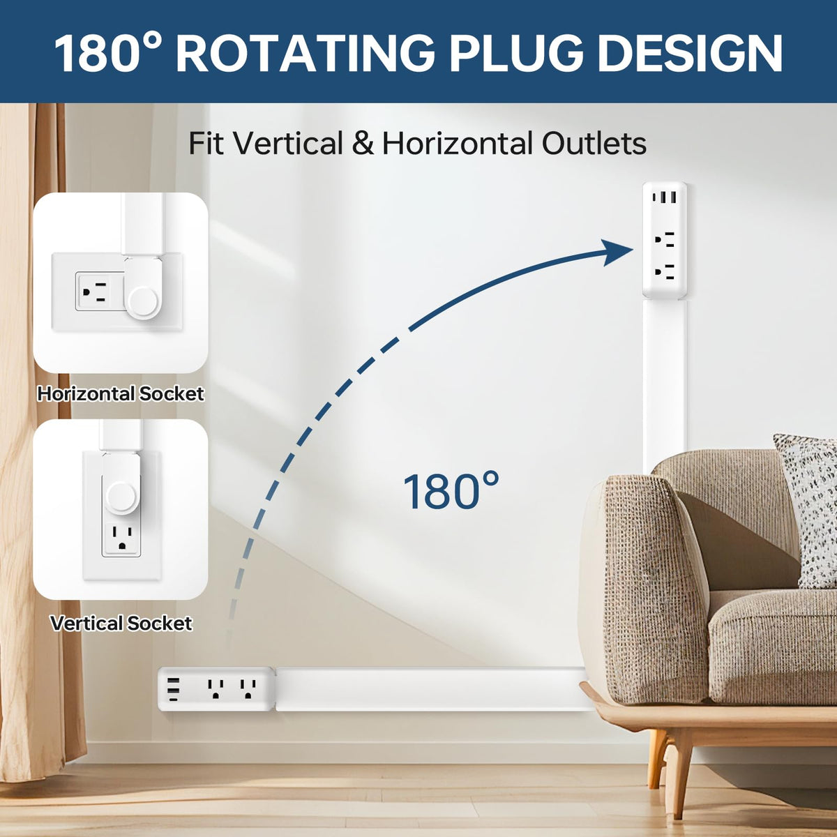 TTTOUAJ outlet extender extended length reaches behind furniture