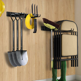 TTzycc garden tool and lawn equipment organizer keeps tools neatly stored.