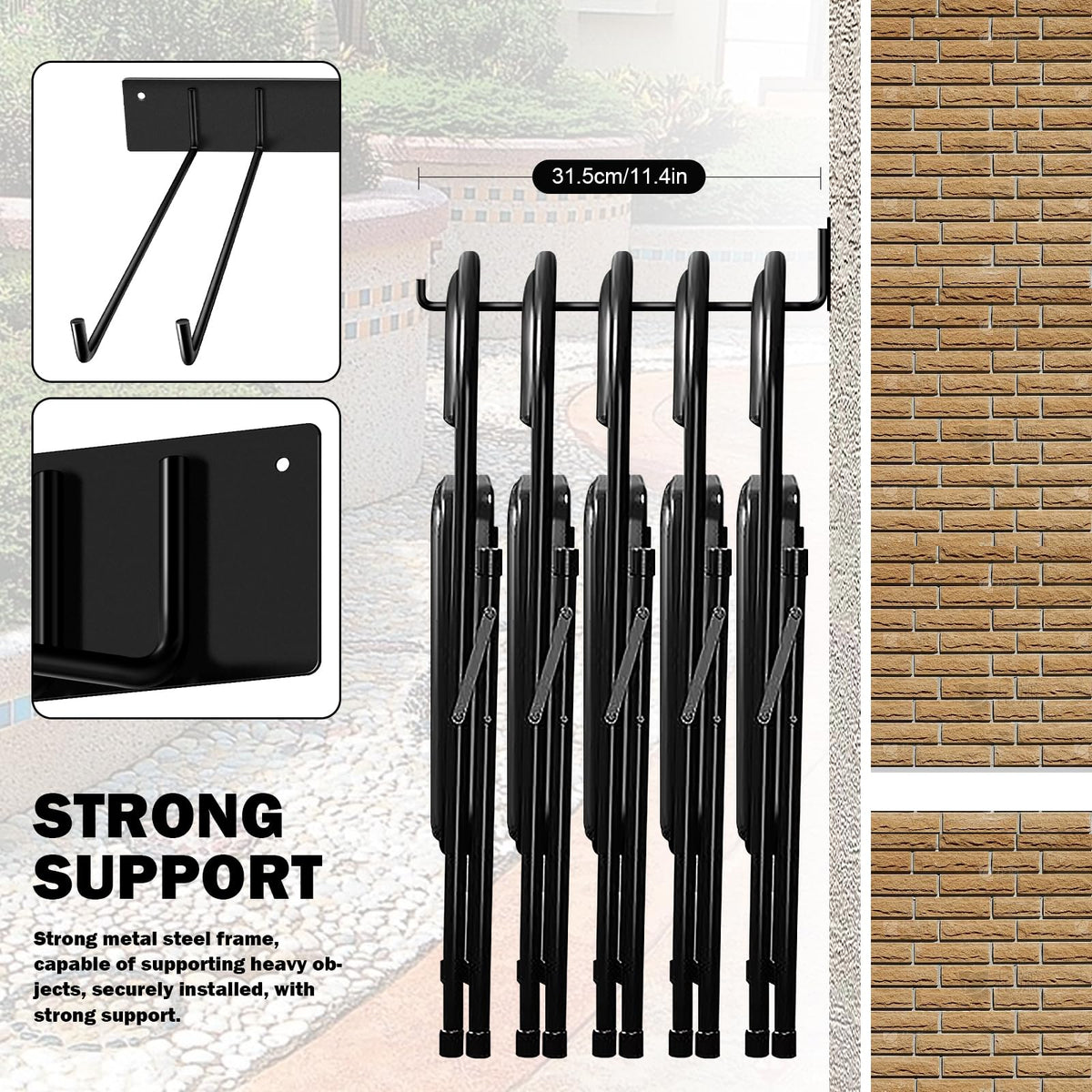 TTzycc wall-mounted rack simplifies storage for snowboards and strollers.