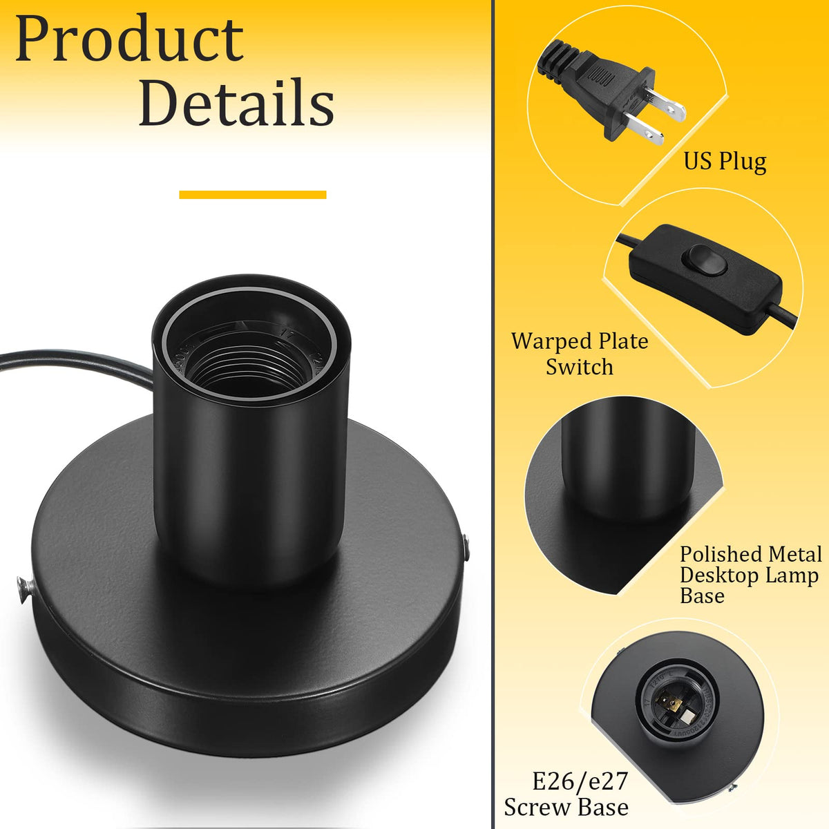 Tuanse base features a 6-foot cord and on/off switch