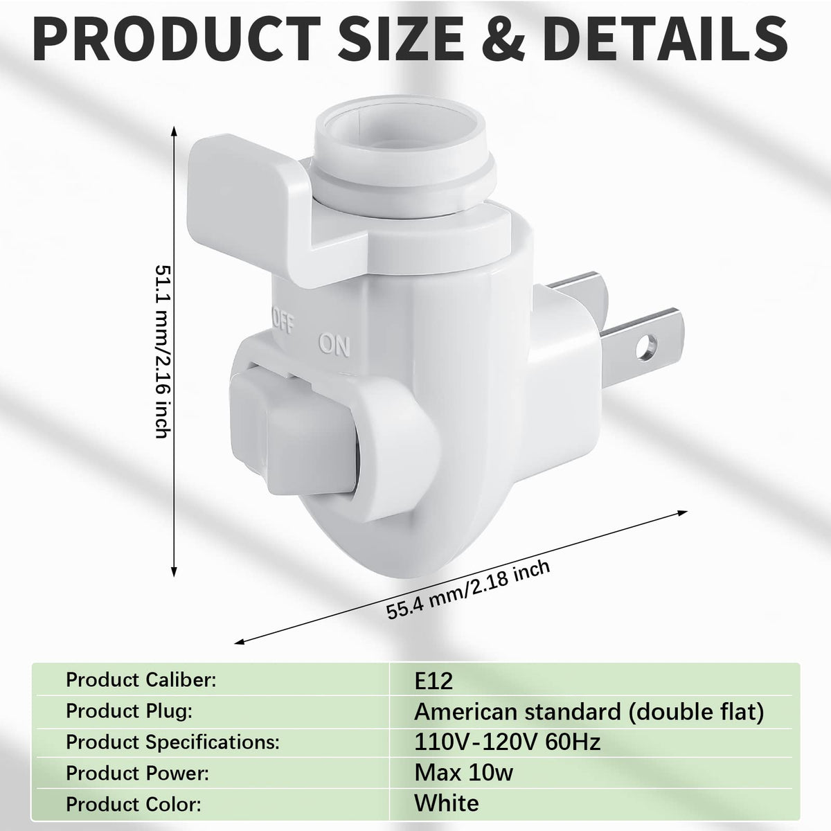 Tuanse night light clip assembly enables fast shade mounting.