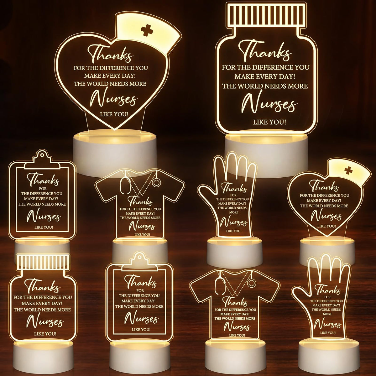 Tuanse nurse night light base with engraved design for desk decor.