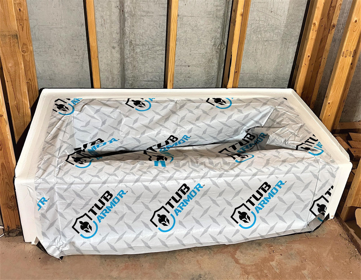 Tub Armor durable protective cover protects the tub during renovations