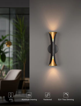 Tubicen Xiphos sconce installed on a staircase wall for ambient guidance.