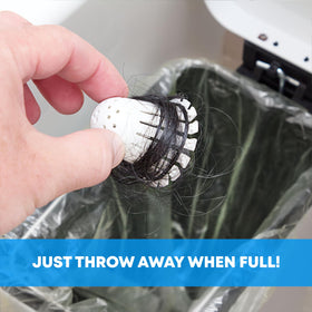 TubShroom Toss being removed for disposal after use.